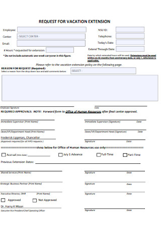 Vacation Extension Request Form