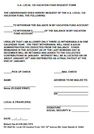 Vacation Fund Request Form