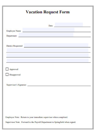 Vacation Request Form Format