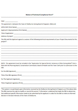 Waiver of Technical Compliance Form