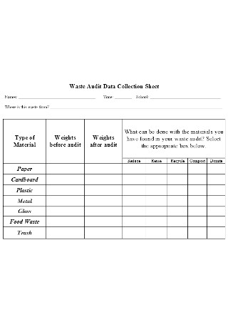 Water Audit Data Collection Sheet Example