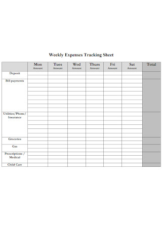 Weekly Expenses Tracking Sheet