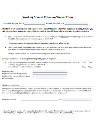 Working Spouse Premium Waiver Form 