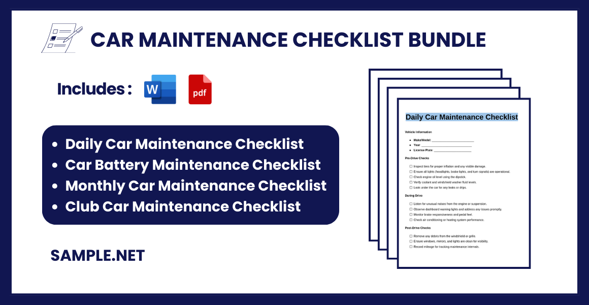 car maintenance checklist bundle