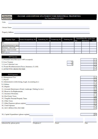 Property Income and Expense Statement