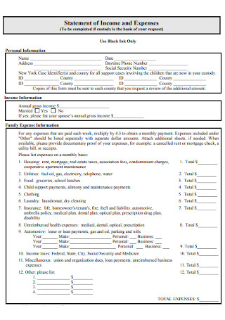 Statement of Income and Expenses Template