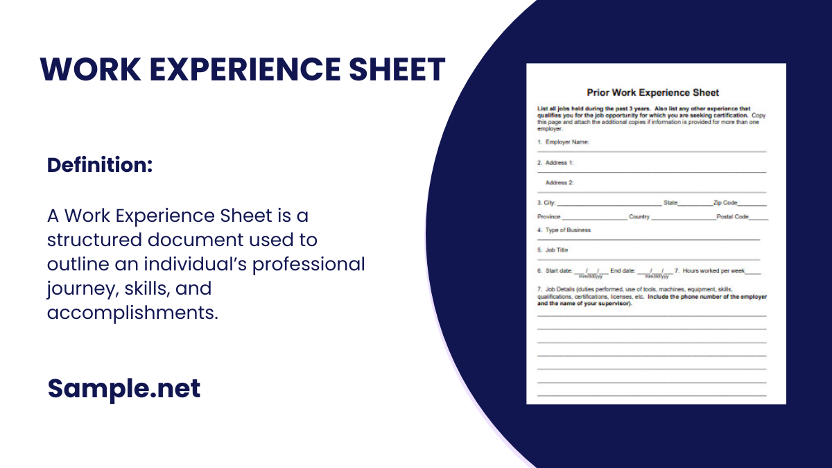 work experience sheet