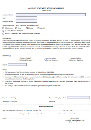 Account Statement Registration Form