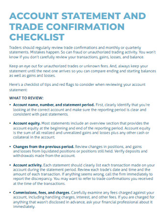 Account Statenment Checklist