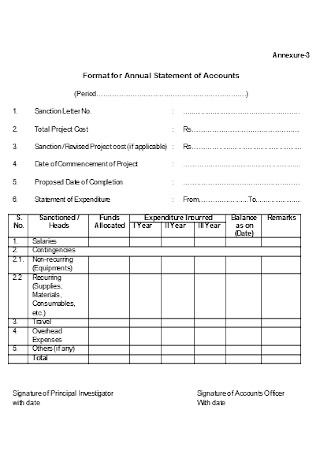 Annual Statement of Accounts Format