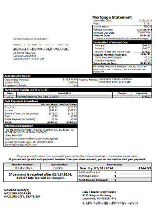 Basic Mortgage Statement Template