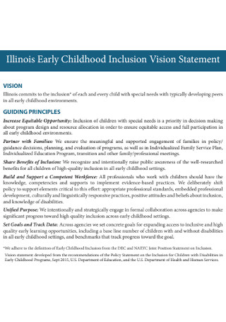Childhood Inclusion Vision Statement