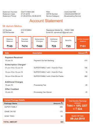 Current Account Statement Template