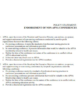 Endorsement Policy Statement Example