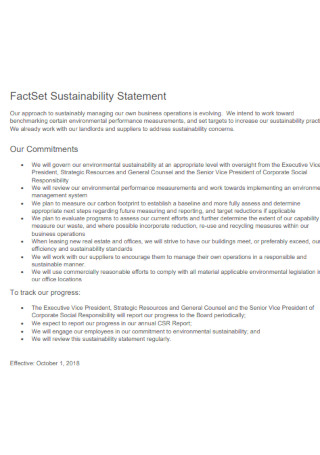 FactSet Sustainability Statement 
