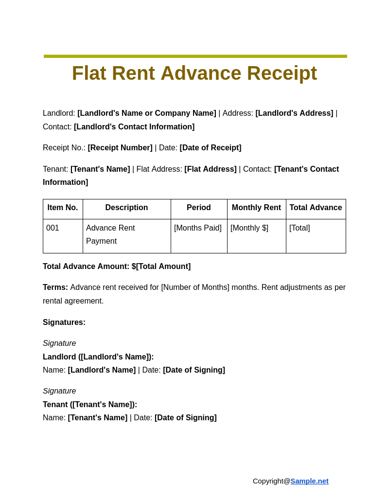 Flat Rent Advance Receipt Google Docs 11 07 2024 04 20 PM