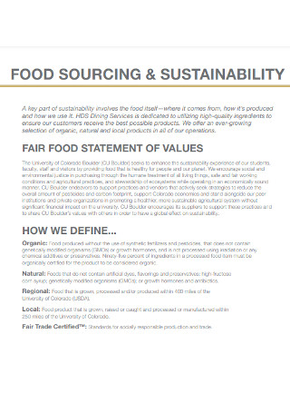Food Sustainability Statement Template