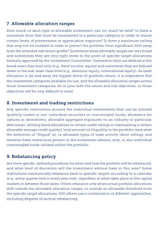 Institutional Investment Policy Statement