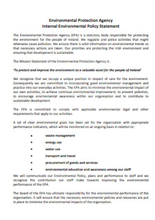 Internal Environmental Policy Statement