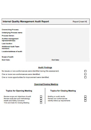 Internal Quality Management Audit Report