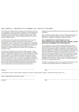 Liability Disclaimer Statement Template