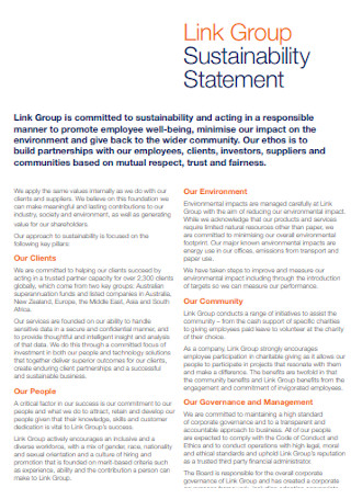 Link Group Sustainability Statement