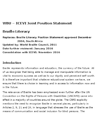 Literacy Joint Position Statement