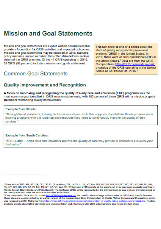 Mission and Goal Statements