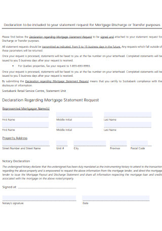 Mortgage Discharge Statement