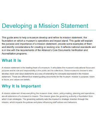 Museums Mission Statement