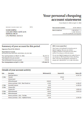 Personal Account Statement