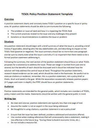 Policy Position Statement Template