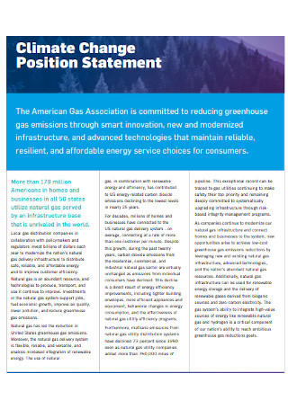 Sample Climate Change Position Statement