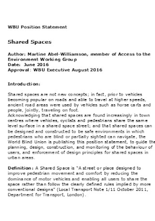 Shared Speces Position Statement