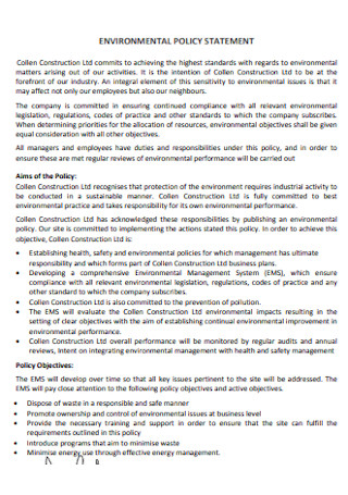 Standard Environment Policy Statement
