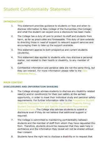 Student Confidentiality Statement