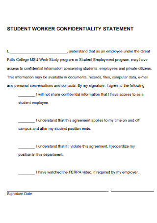 Student Worker Confidentiality Statement