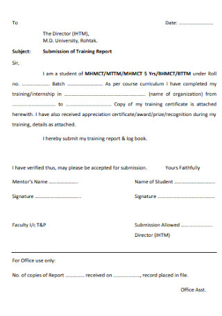 Submission of Training Report