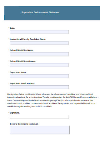 Supervisor Endorsement Statement