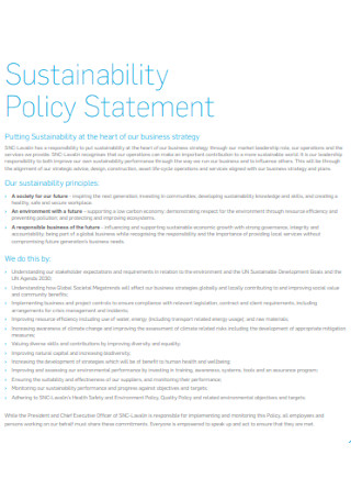 Sustainability Policy Statement