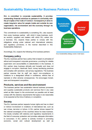 Sustainability Statement for Business Partners Template