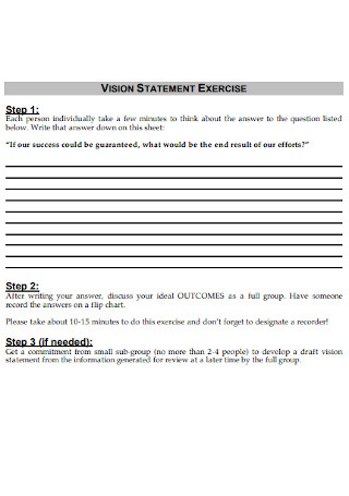 Vision Statement Excrcise Template