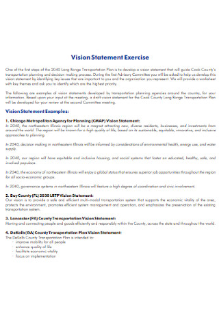 Vision Statement Exercise Templates