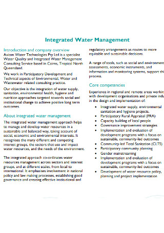 Water Management Capability Statement