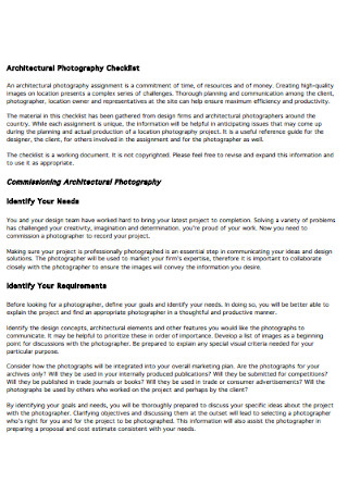 Architectural Photography Checklist 