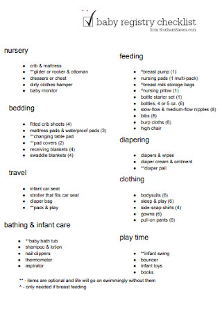 Baby Feeding Registry Checklist