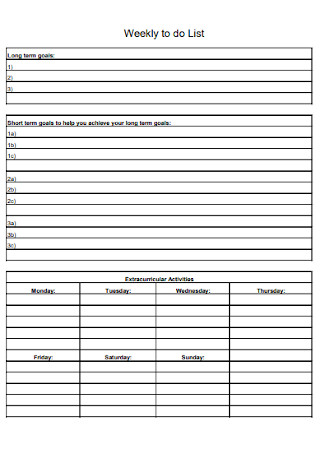 Basic Weekly to do List Template