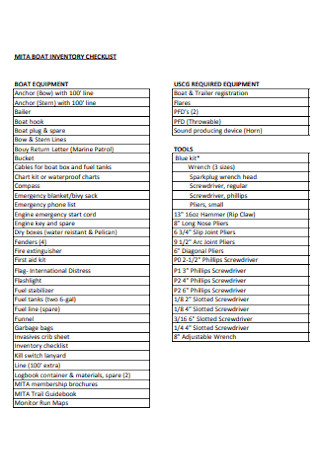 Boat Inventory Checklist