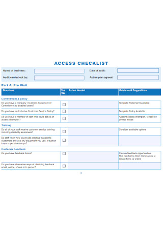 Business Access Checklist