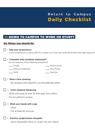 Campus Daily Checklist Template